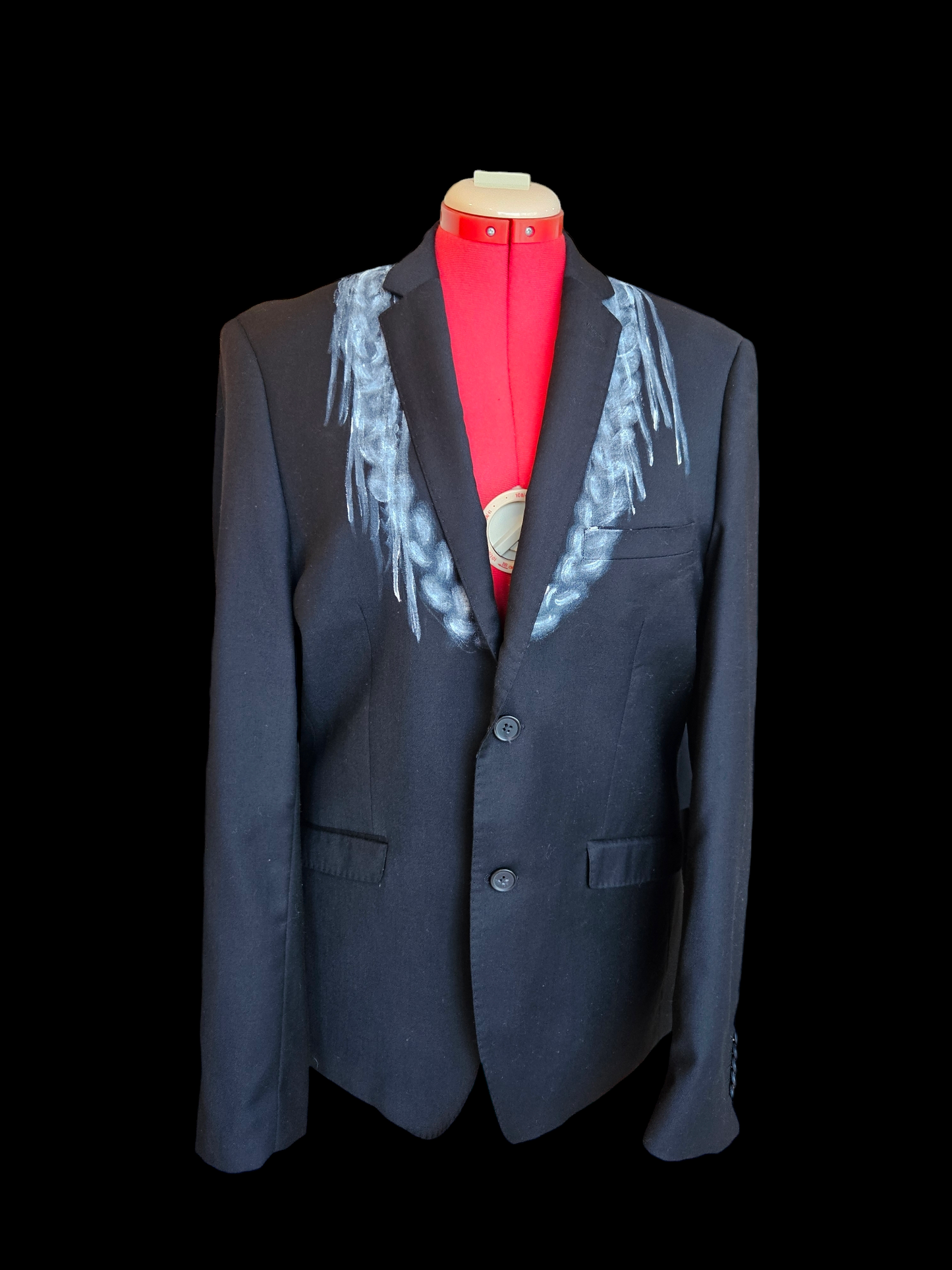 Black Suit Blazer with white hand-painted detailing