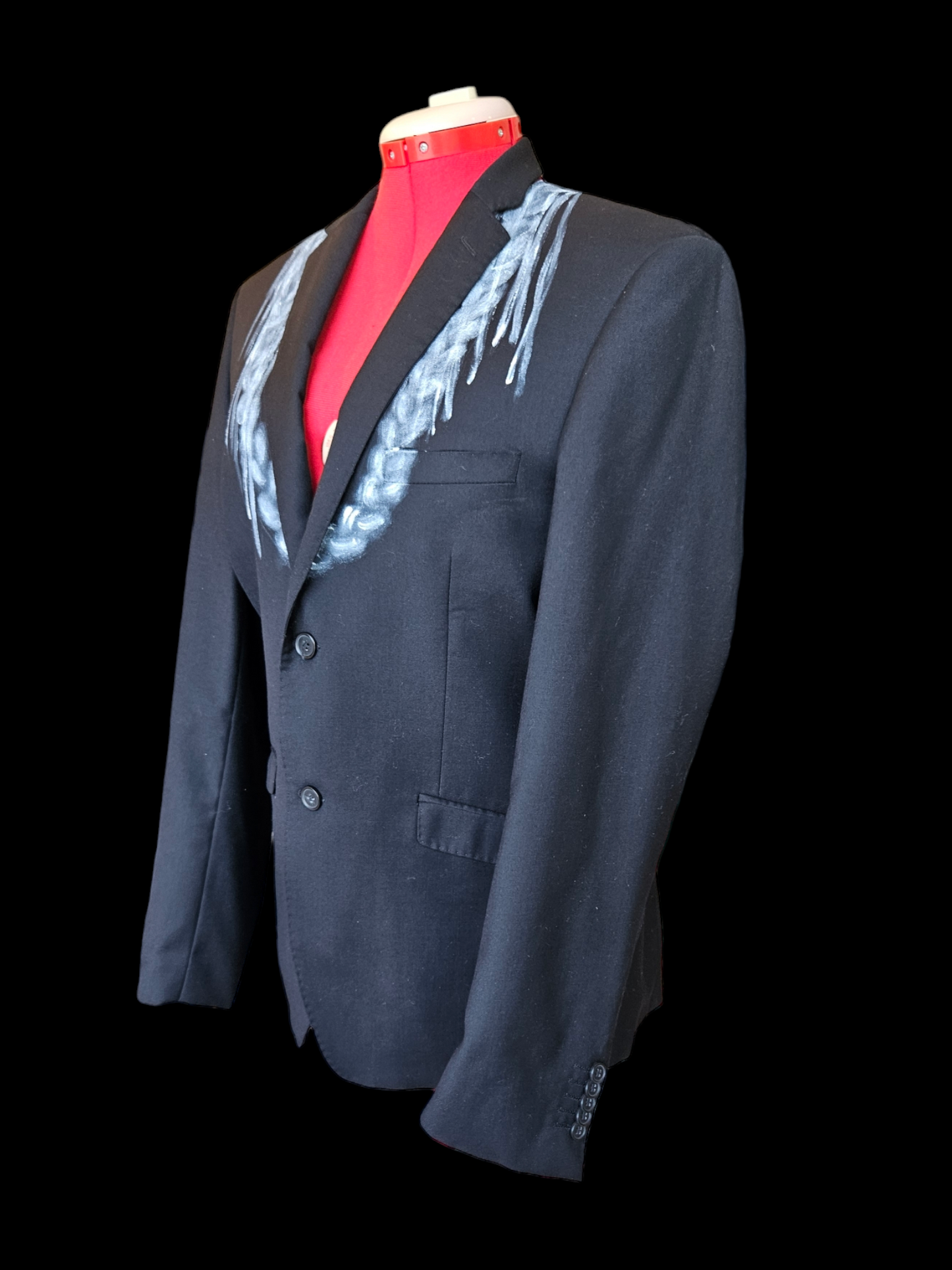 Black Suit Blazer with white hand-painted detailing