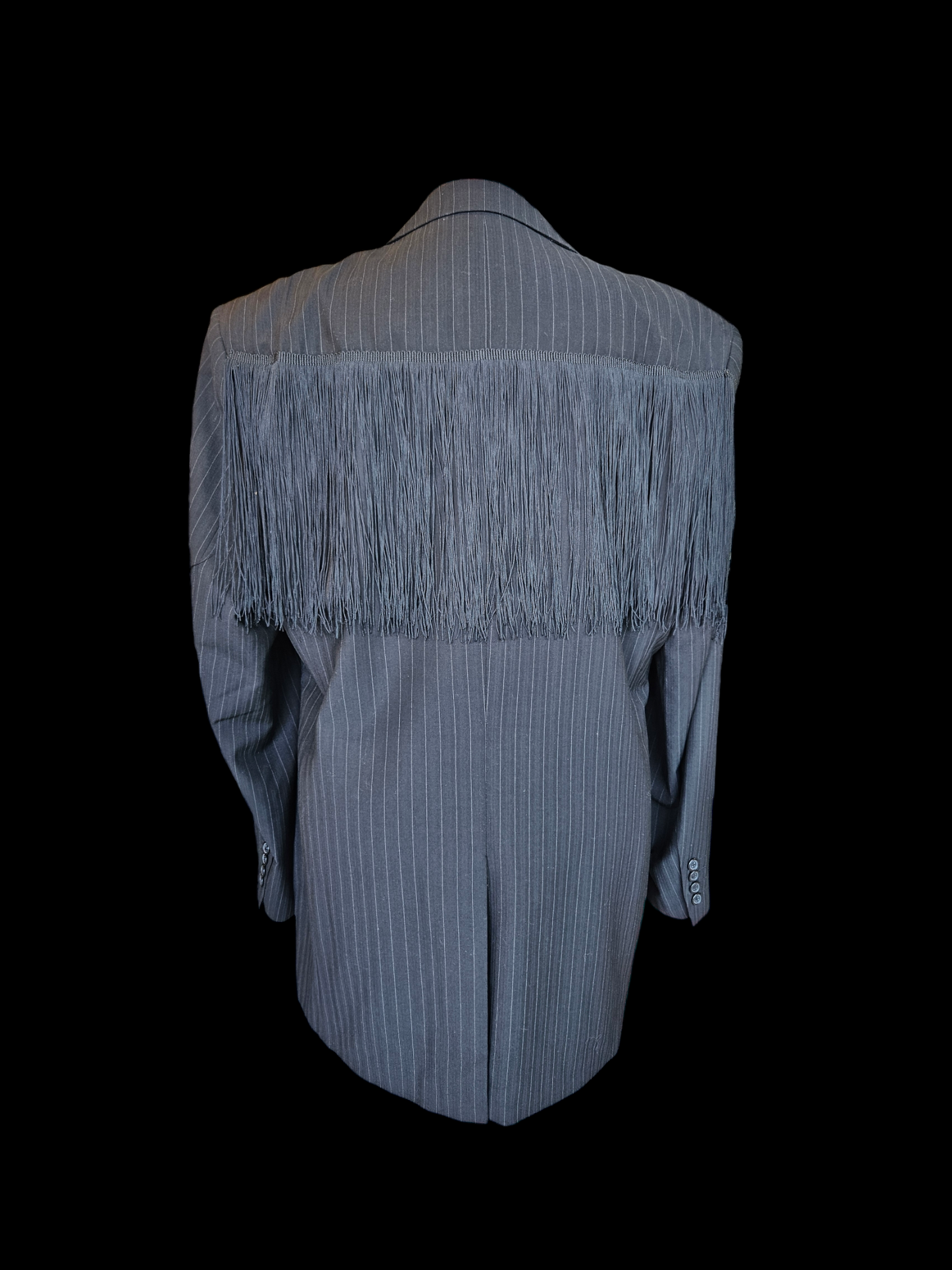 Black Pinstripe with Black Fringe - size XL